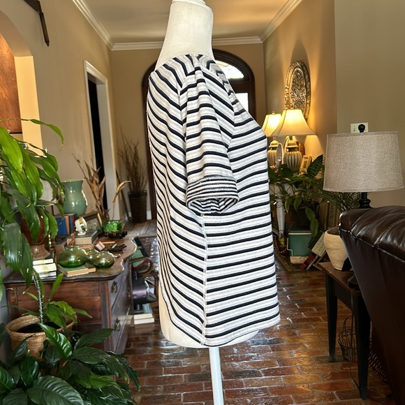 Three Dots Striped Cross Hi-Lo Hem Reversible Top szXL - Picture 6 of 13